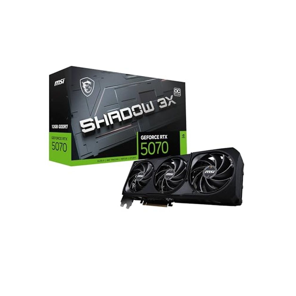 MSI GeForce RTX 5070 12G Shadow 3X OC Graphic Card - NVIDIA GeForce RTX 5070 GPU, 12GB GDDR7 192-bit Memory, 28 Gbps, PCI Express Gen 5 Interface, Upto 2542 MHz, TORX Fan 5.0