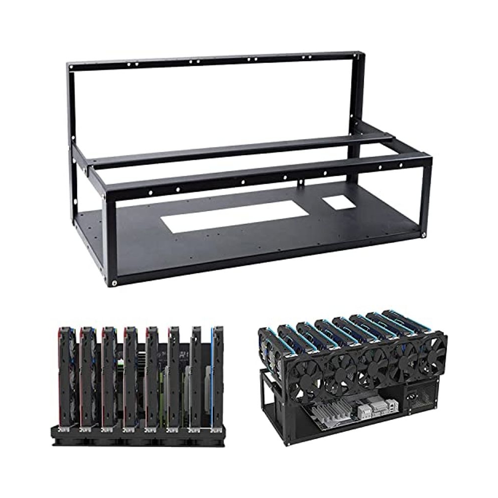 HIMAmonkey Mining Rig Frame for Up to 8 GPU - Steel Open Air Miner Frame Case for Crypto Coin Currency, ETH Ethereum Bitcoin Mining Accessories Tools